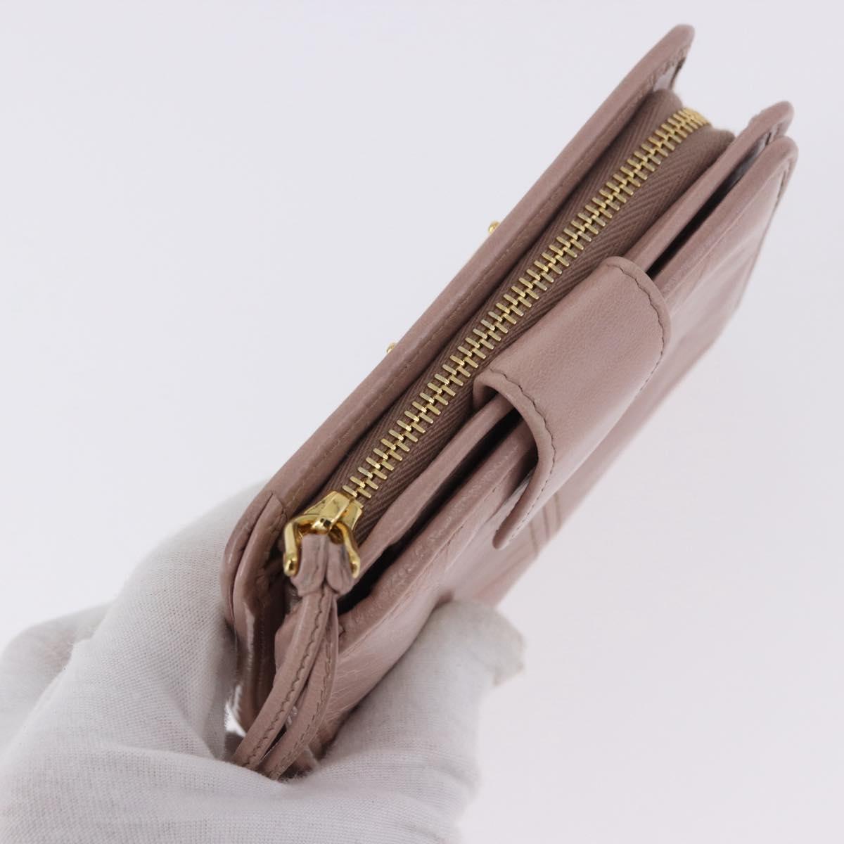 PRADA Bifold Wallet Leather Pink Auth 183515A