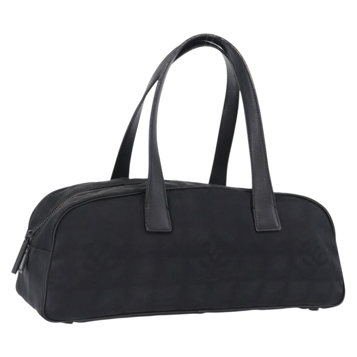 CHANEL New Travel Line Tote Bag Canvas Black CC Auth 183559