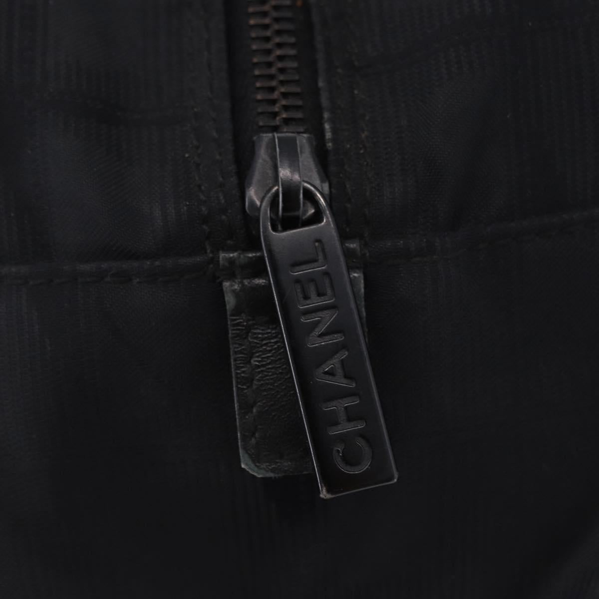 CHANEL New Travel Line Tote Bag Canvas Black CC Auth 183559