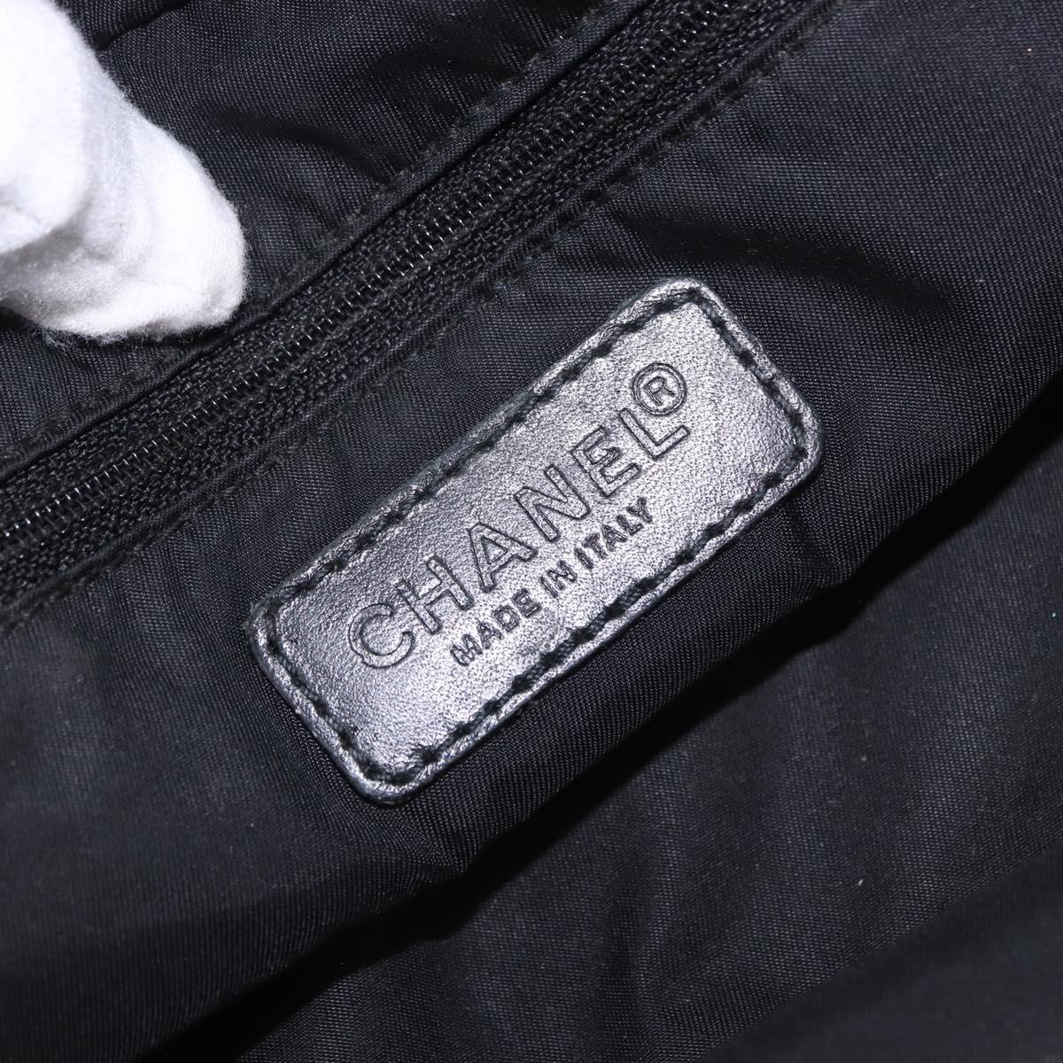 CHANEL New Travel Line Tote Bag Canvas Black CC Auth 183559