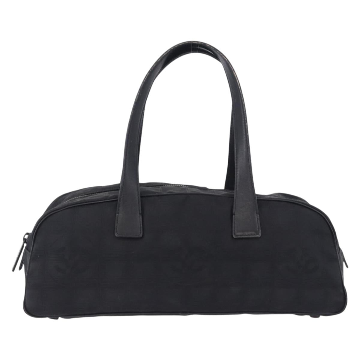 CHANEL New Travel Line Tote Bag Canvas Black CC Auth 183559