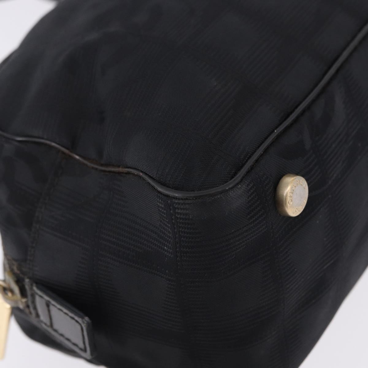 CHANEL New Travel Line Tote Bag Canvas Black Gold CC Auth 183560