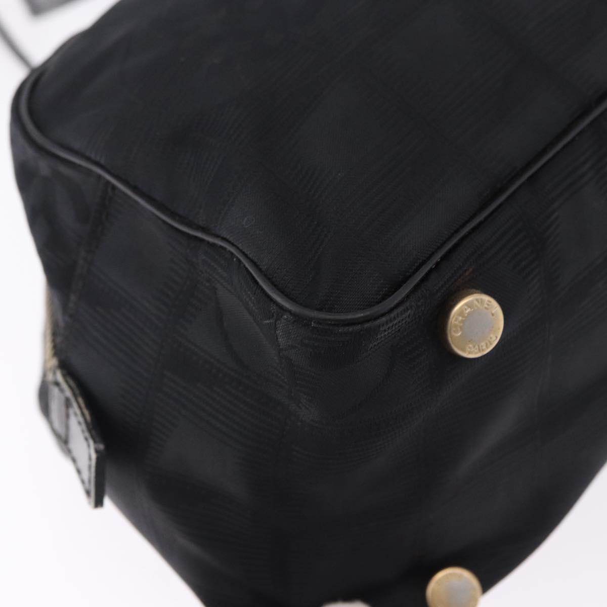 CHANEL New Travel Line Tote Bag Canvas Black Gold CC Auth 183560