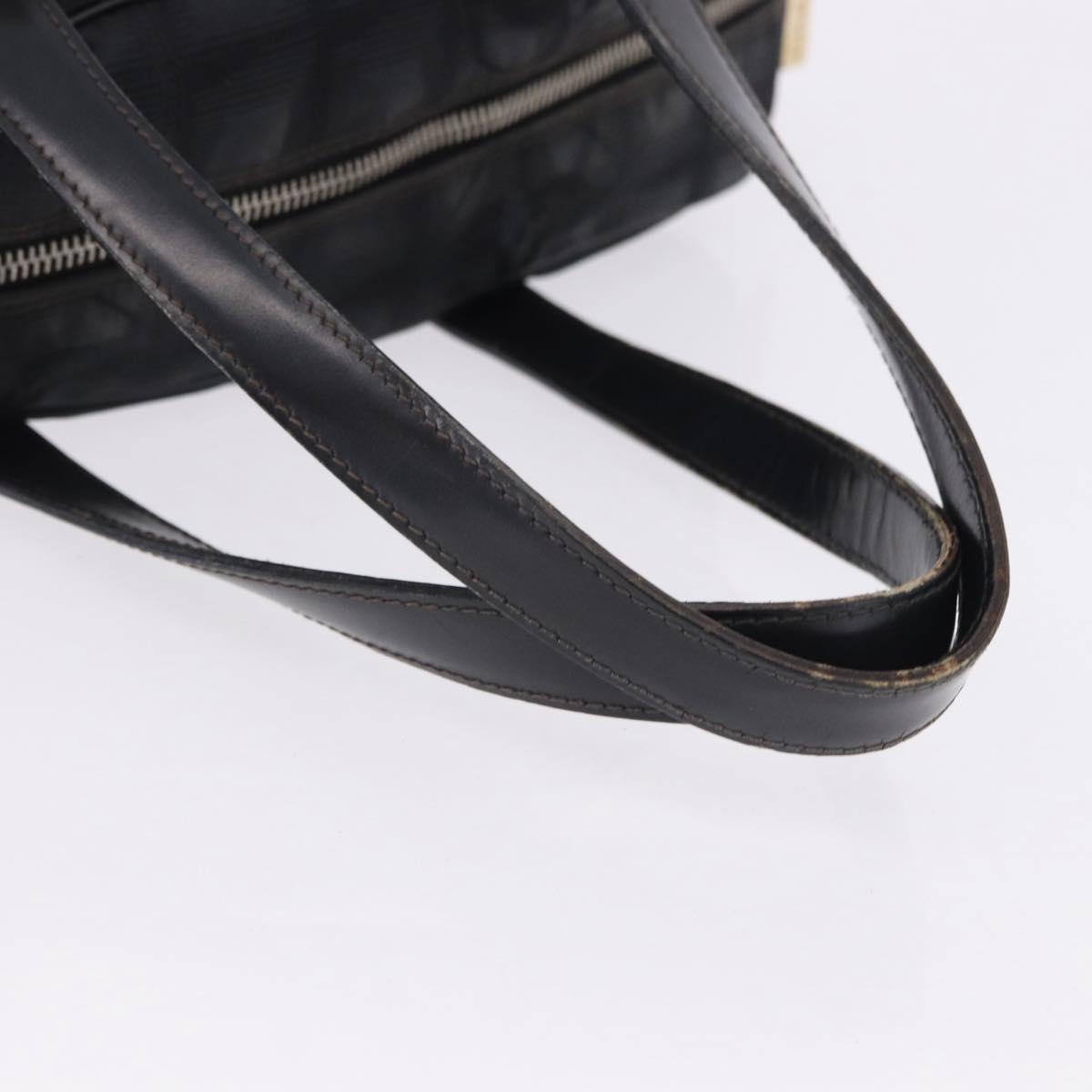 CHANEL New Travel Line Tote Bag Canvas Black Gold CC Auth 183560