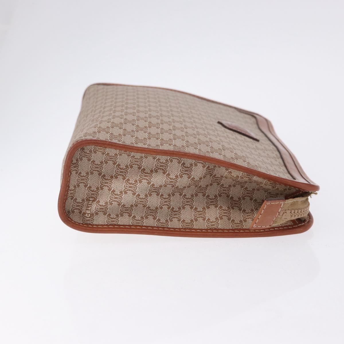 CELINE Macadam Clutch Bag PVC Beige Gold Auth 183561A