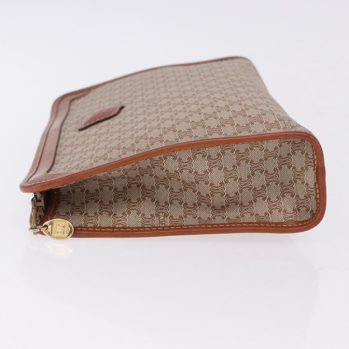 CELINE Macadam Clutch Bag PVC Beige Gold Auth 183561A