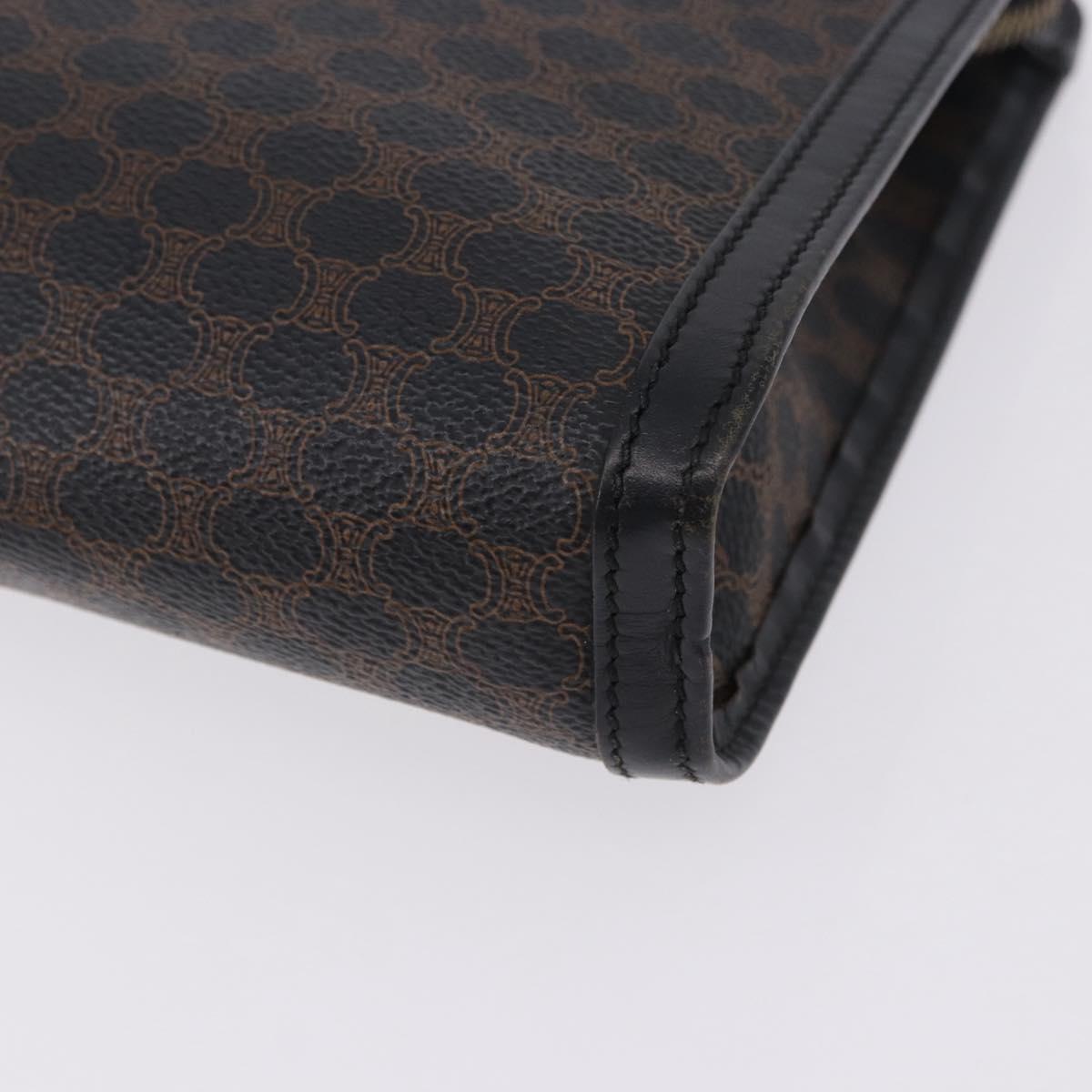 CELINE Macadam Canvas Clutch Bag PVC Leather Black Gold Auth 183567