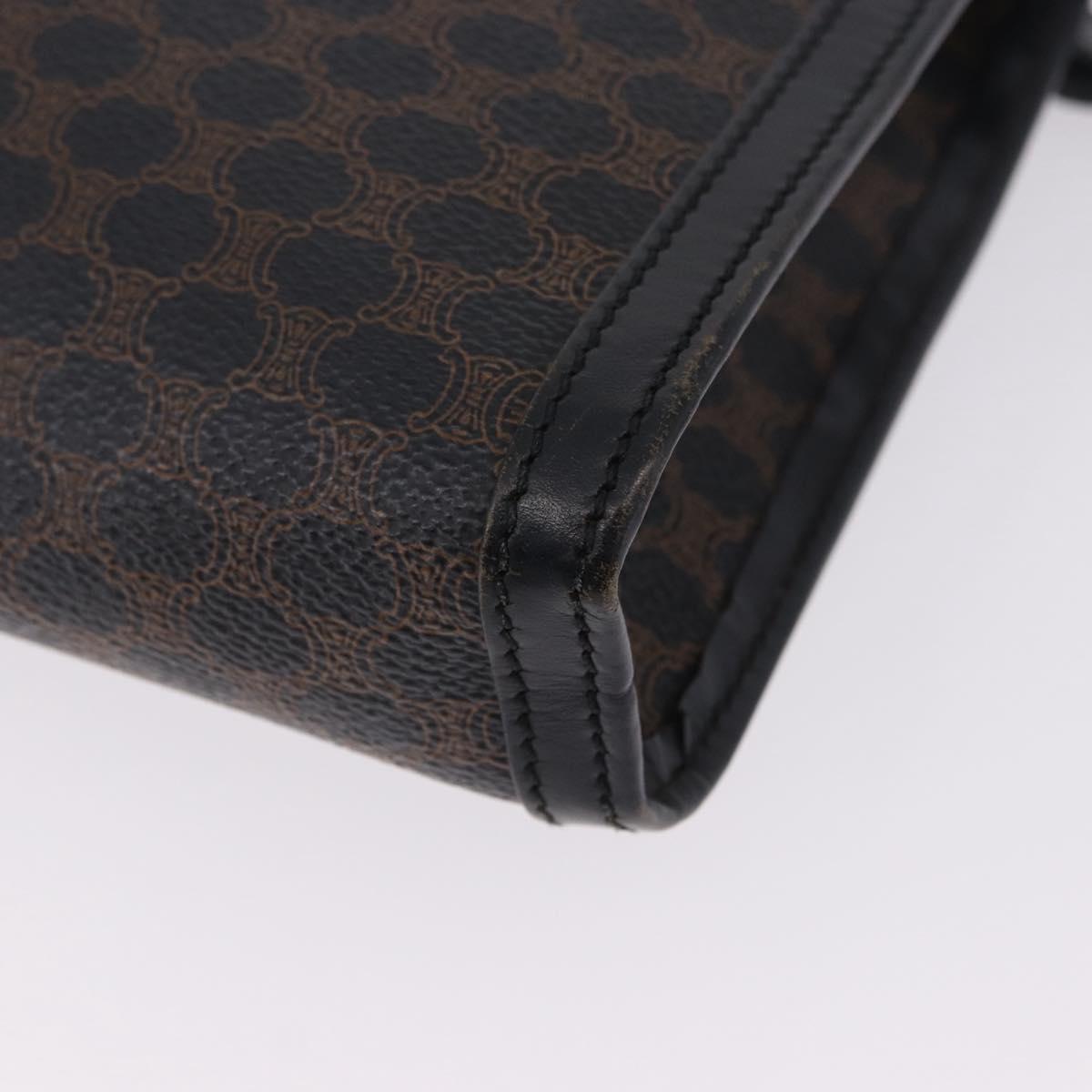 CELINE Macadam Canvas Clutch Bag PVC Leather Black Gold Auth 183567