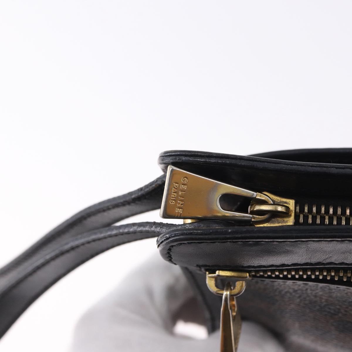 CELINE Macadam Canvas Clutch Bag PVC Leather Black Gold Auth 183567