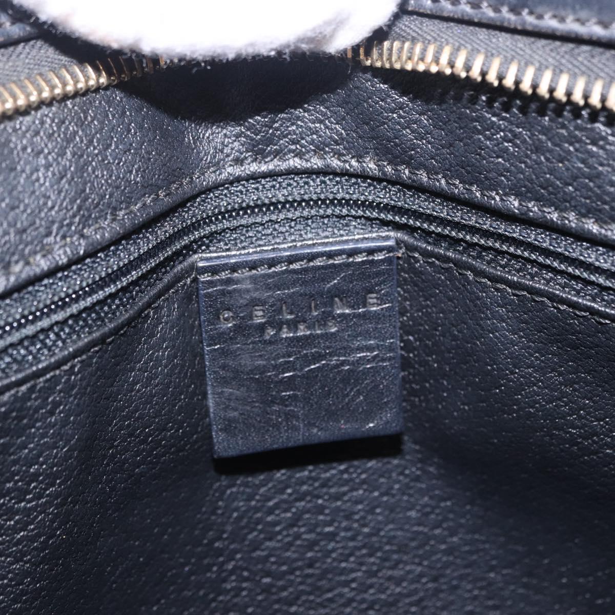 CELINE Macadam Canvas Clutch Bag PVC Leather Black Gold Auth 183567