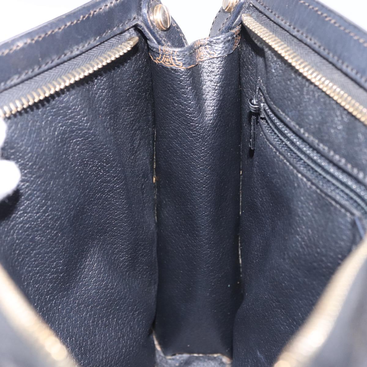 CELINE Macadam Canvas Clutch Bag PVC Leather Black Gold Auth 183567