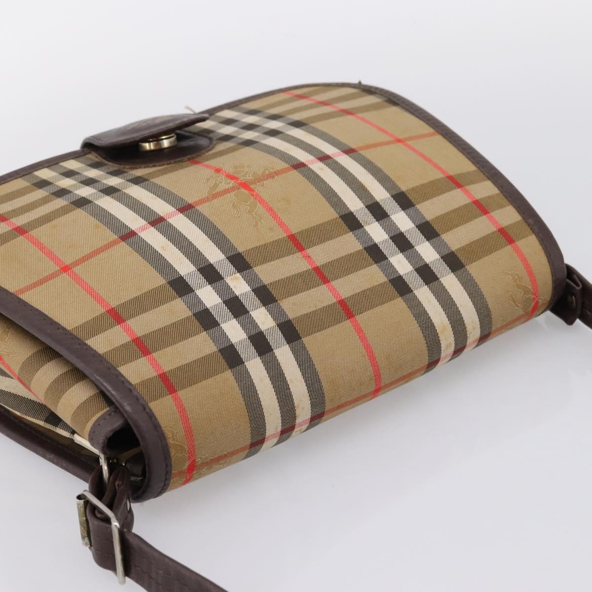 Burberrys Nova Check Shoulder Bag Canvas Beige Gold Auth 183568