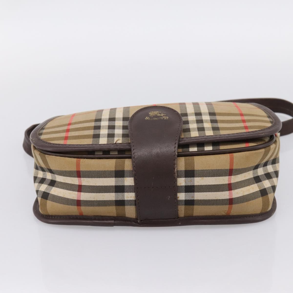 Burberrys Nova Check Shoulder Bag Canvas Beige Gold Auth 183568