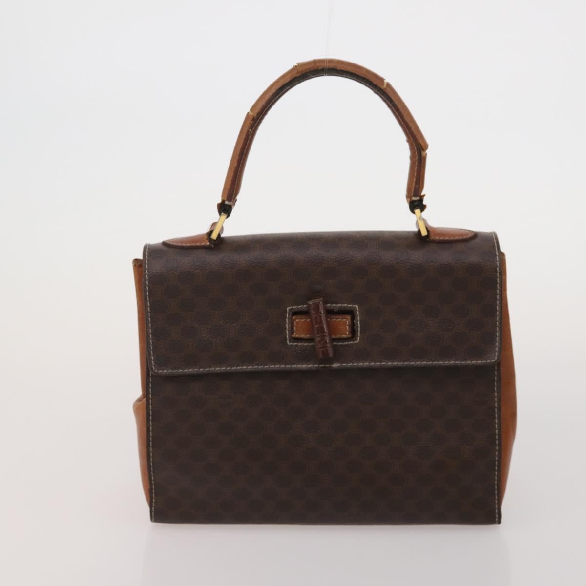 CELINE Macadam Canvas Shoulder Bag PVC Leather 6 Set Brown Beige Auth 183573