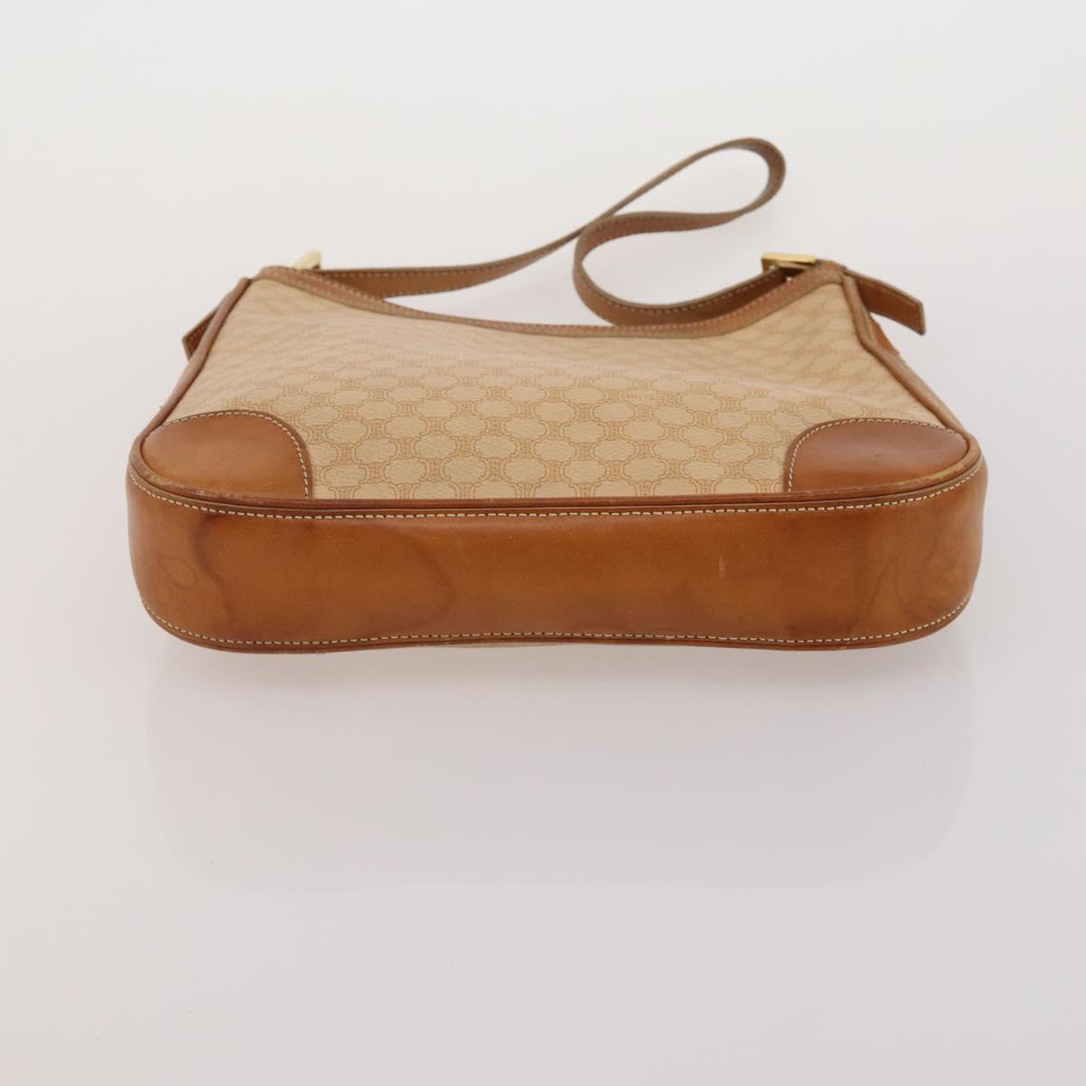 CELINE Macadam Canvas Shoulder Bag PVC Leather 6 Set Brown Beige Auth 183573