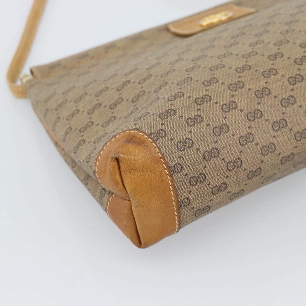 GUCCI Micro GG Supreme Shoulder Bag PVC Beige Gold Auth 183600