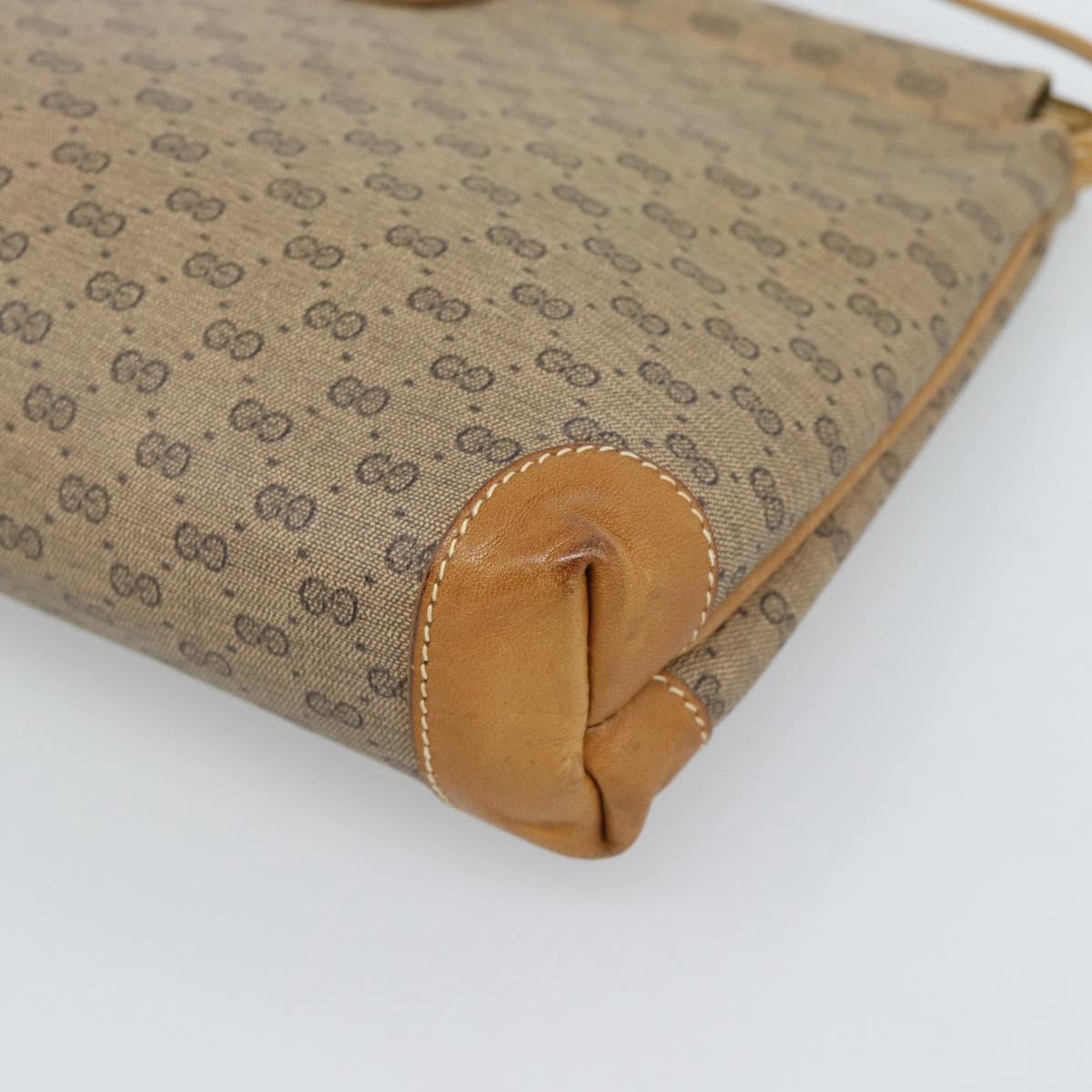 GUCCI Micro GG Supreme Shoulder Bag PVC Beige Gold Auth 183600
