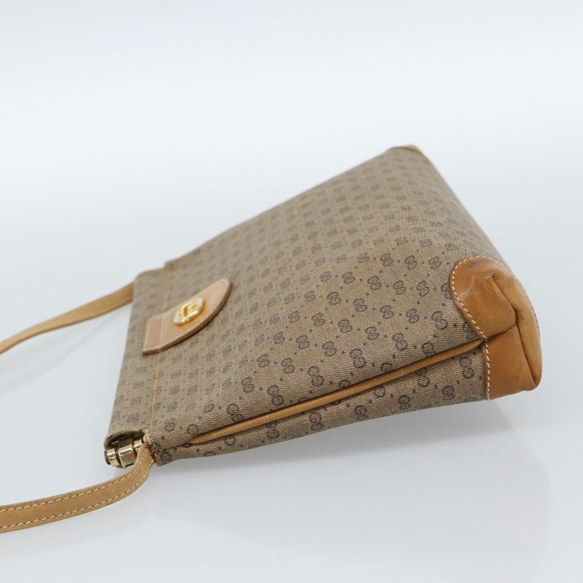 GUCCI Micro GG Supreme Shoulder Bag PVC Beige Gold Auth 183600