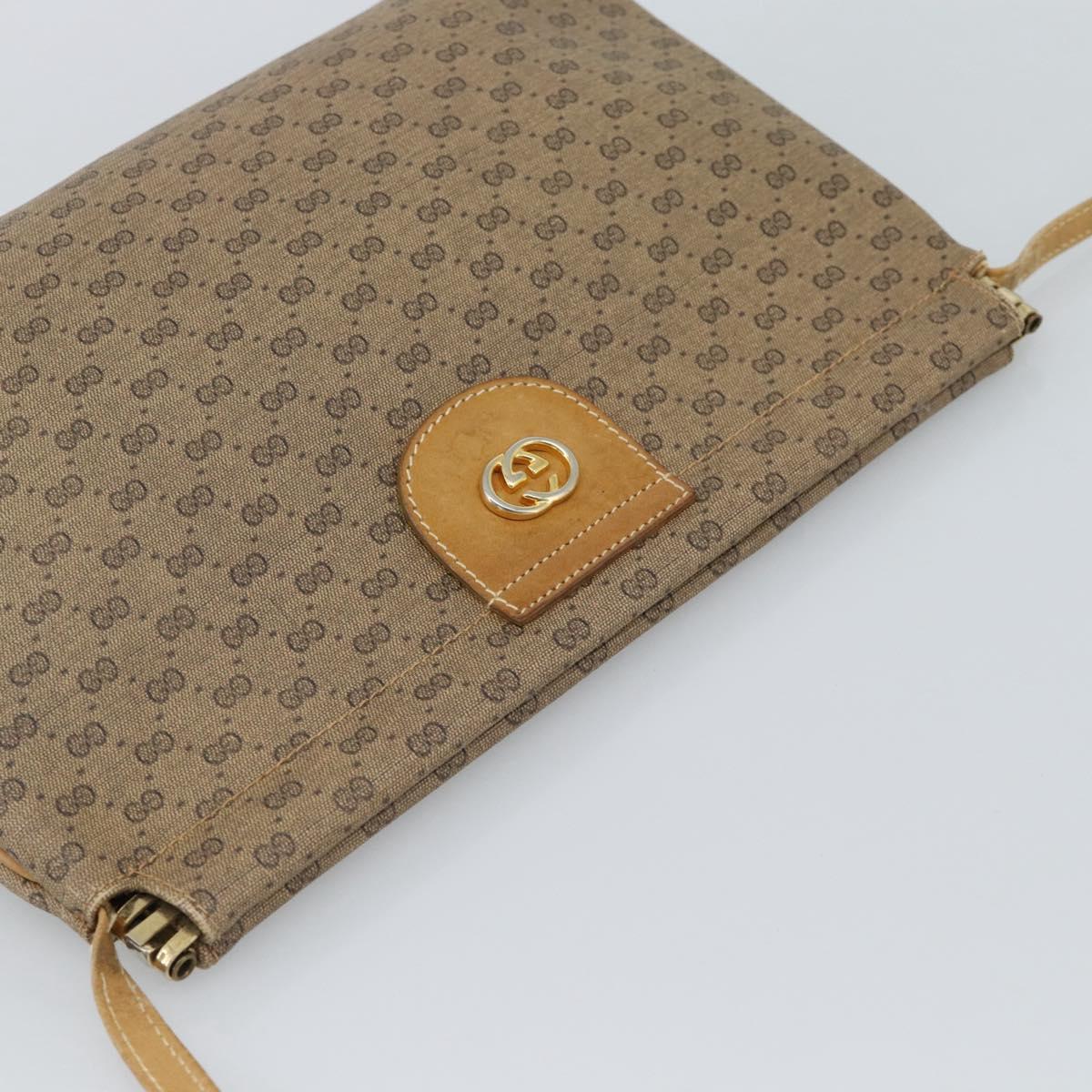 GUCCI Micro GG Supreme Shoulder Bag PVC Beige Gold Auth 183600