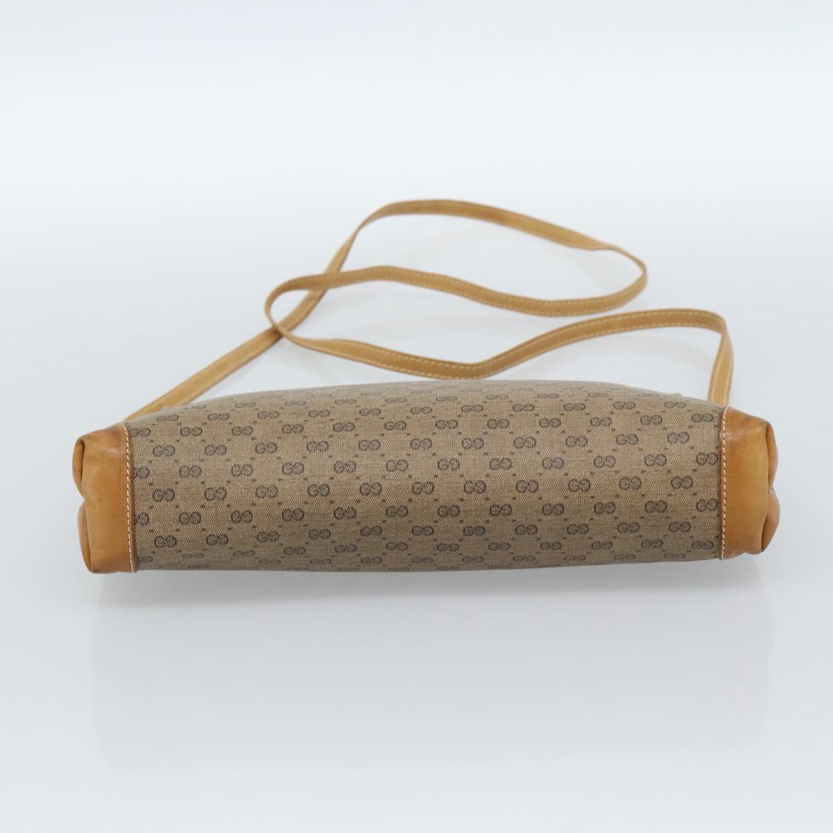 GUCCI Micro GG Supreme Shoulder Bag PVC Beige Gold Auth 183600