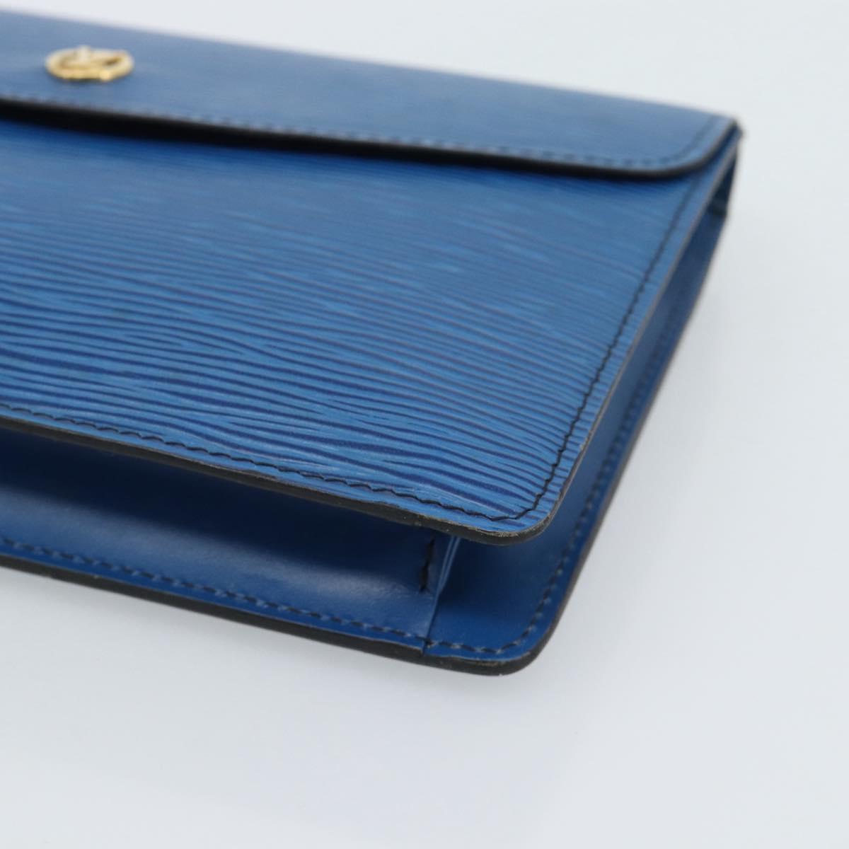 LOUIS VUITTON Epi Montaigne 23 Clutch Bag Blue M52665 LV Auth 183602