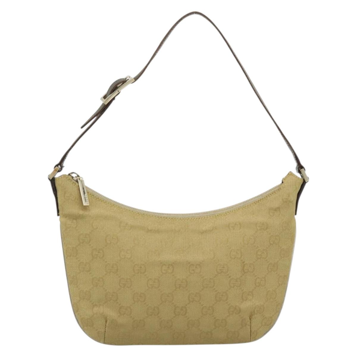 GUCCI GG Canvas Shoulder Bag Gold 005 0813 Auth 183603