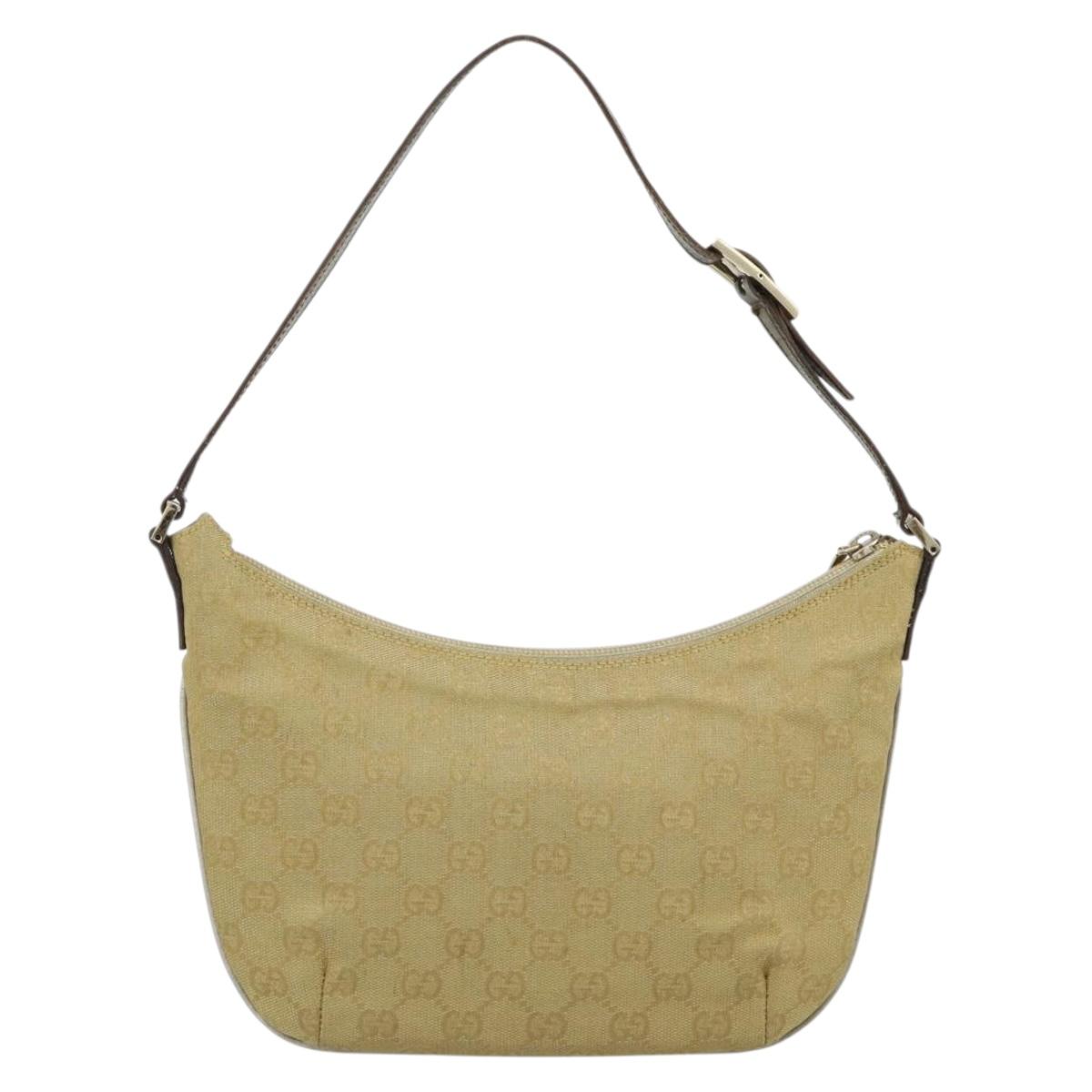GUCCI GG Canvas Shoulder Bag Gold 005 0813 Auth 183603