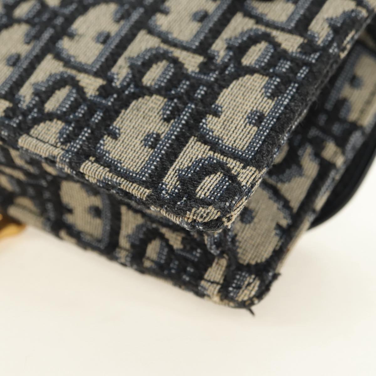 Christian Dior Trotter Canvas Saddle Waist bag Navy Gold Auth 183604M