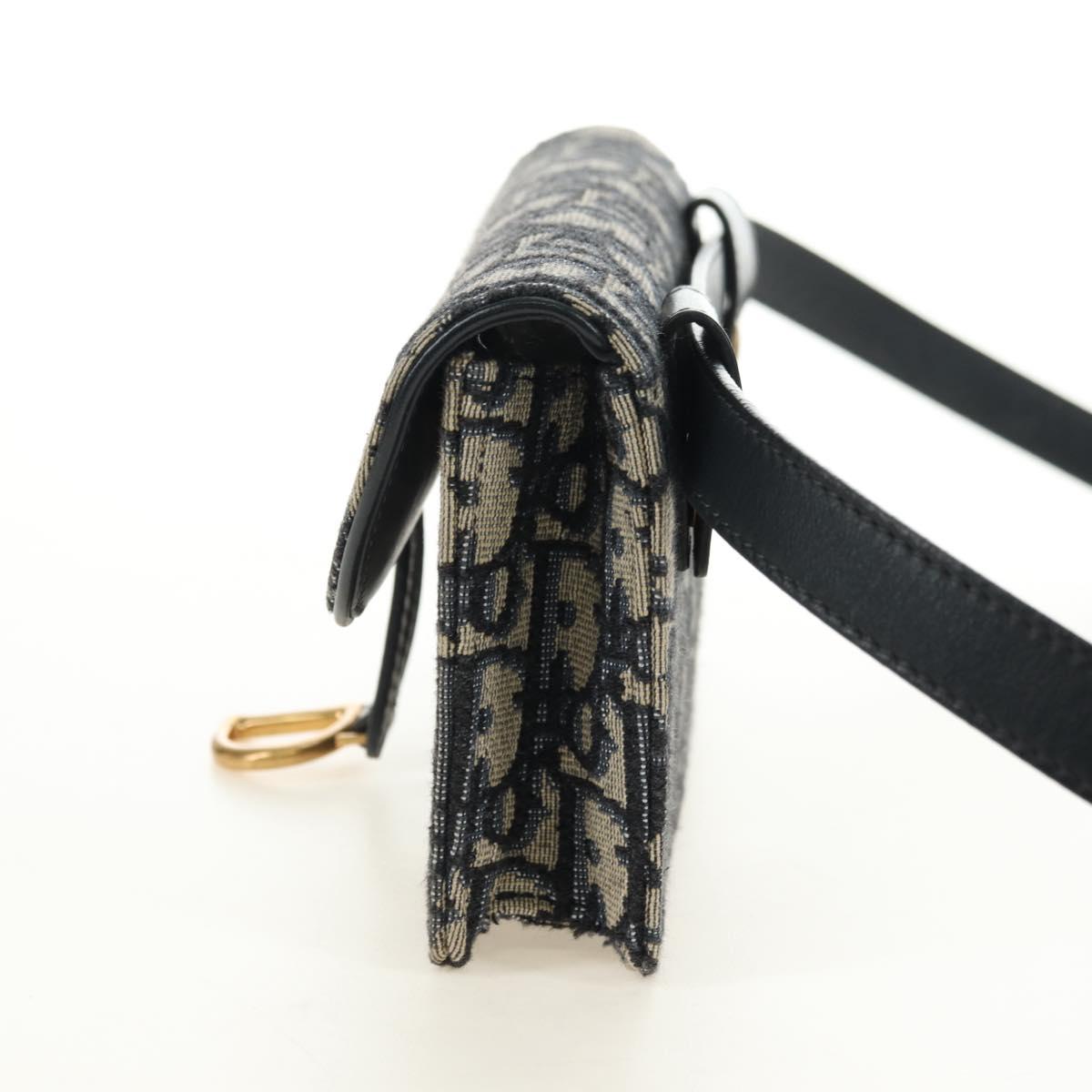 Christian Dior Trotter Canvas Saddle Waist bag Navy Gold Auth 183604M