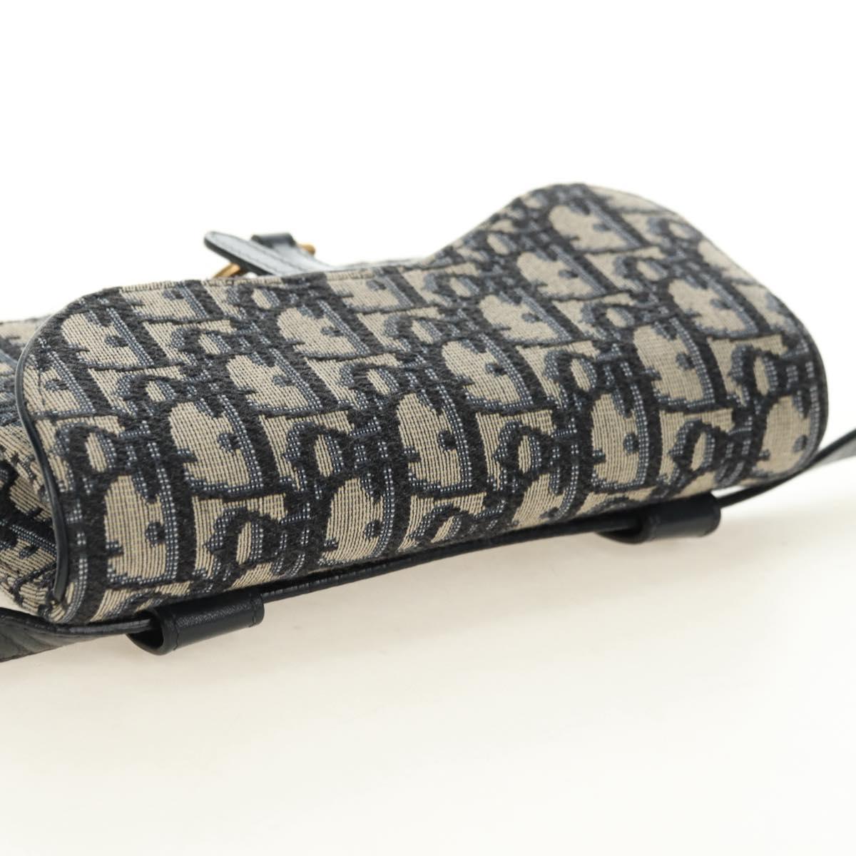 Christian Dior Trotter Canvas Saddle Waist bag Navy Gold Auth 183604M