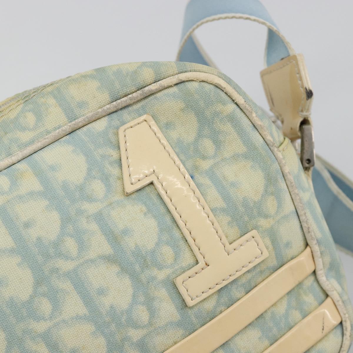 Christian Dior Trotter Canvas Shoulder Bag PVC Light Blue Silver Auth 183605