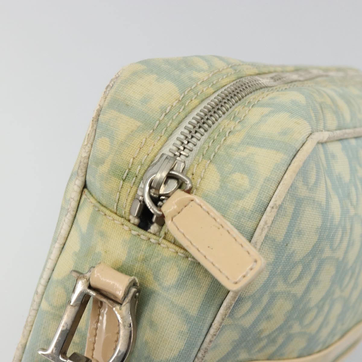 Christian Dior Trotter Canvas Shoulder Bag PVC Light Blue Silver Auth 183605