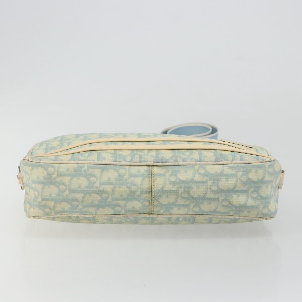 Christian Dior Trotter Canvas Shoulder Bag PVC Light Blue Silver Auth 183605