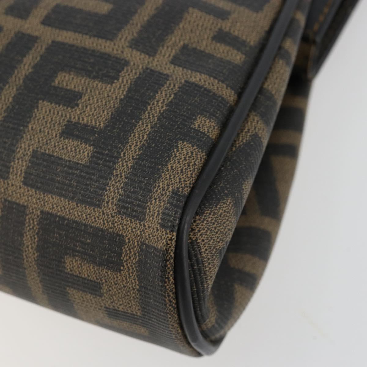 FENDI Zucca Canvas Shoulder Bag PVC Black Brown Auth 183623A