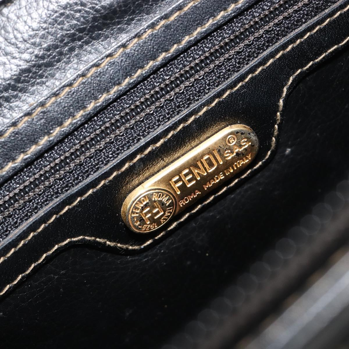 FENDI Zucca Canvas Shoulder Bag PVC Black Brown Auth 183623A