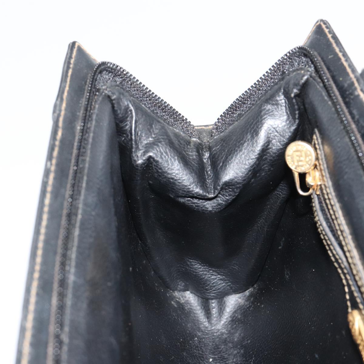 FENDI Zucca Canvas Shoulder Bag PVC Black Brown Auth 183623A
