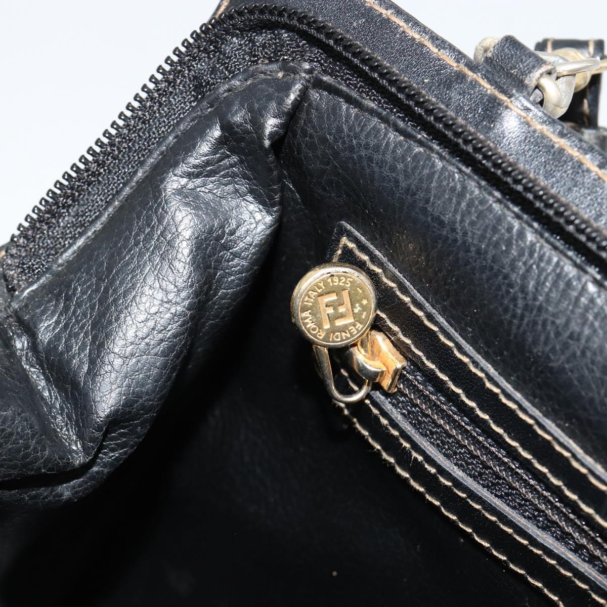 FENDI Zucca Canvas Shoulder Bag PVC Black Brown Auth 183623A
