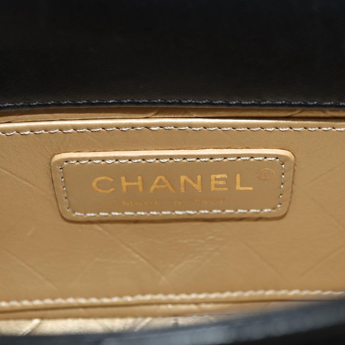 CHANEL Mini Matelasse 17 Chain Bag Lamb Skin Black Gold CC Auth 183626SM