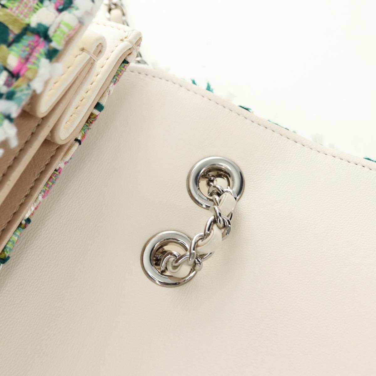 CHANEL Matelasse Chain Shoulder Bag Tweed Multicolor Silver CC Auth 183627SM