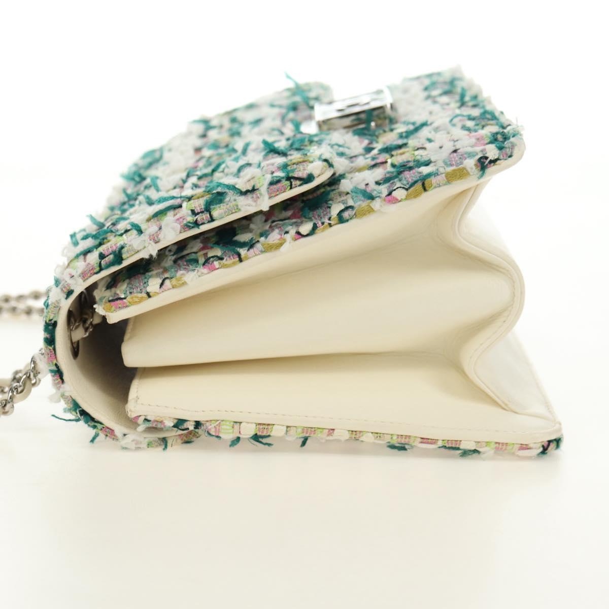 CHANEL Matelasse Chain Shoulder Bag Tweed Multicolor Silver CC Auth 183627SM