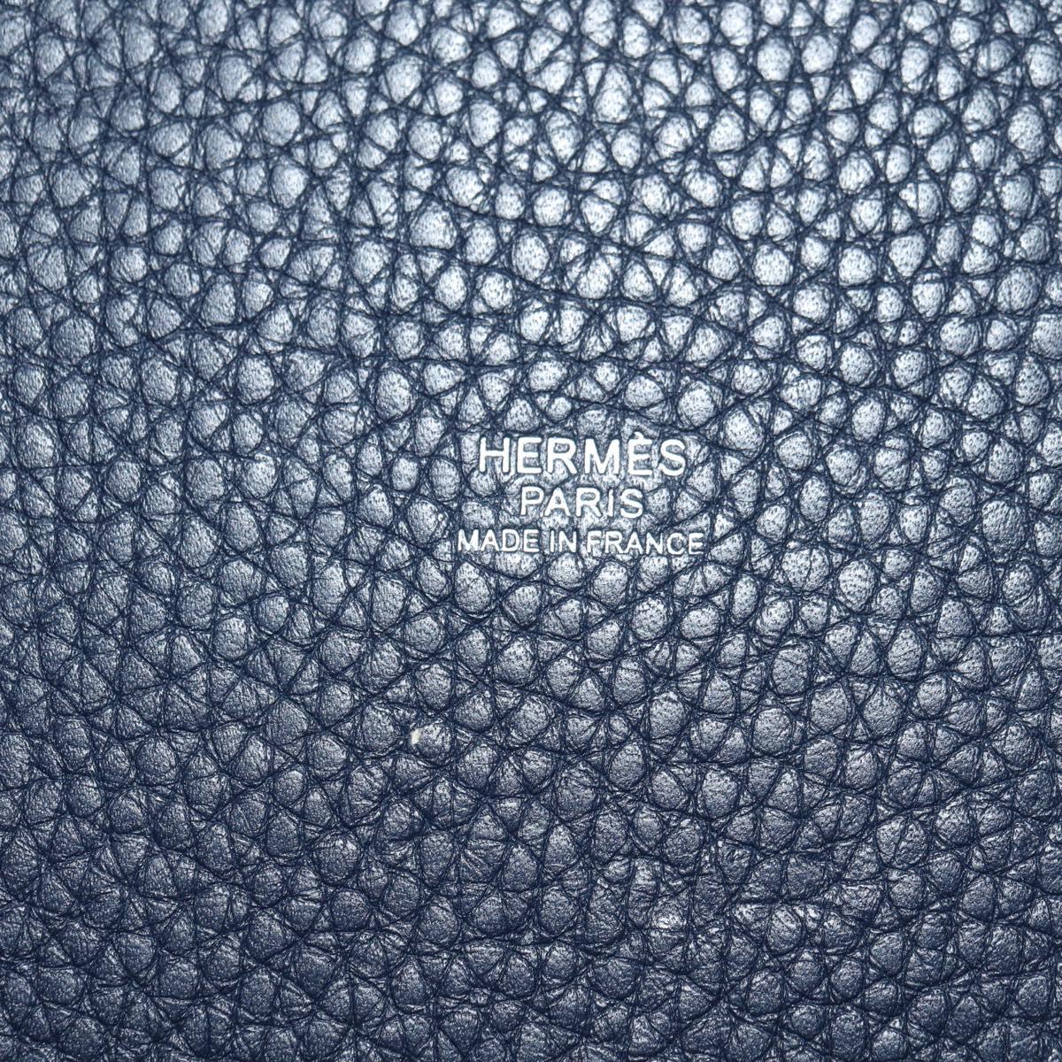 HERMES Picotan lock Bag Taurillon Clemence Leather Navy Silver Auth 183630SAM