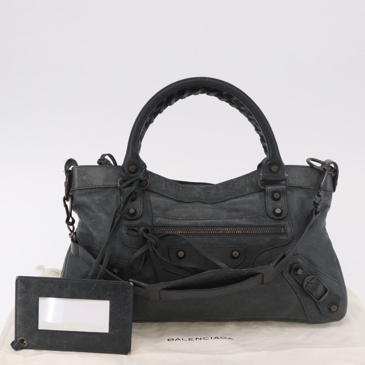 BALENCIAGA The First Hand Bag Leather 2way Green 103208 Auth 183631V