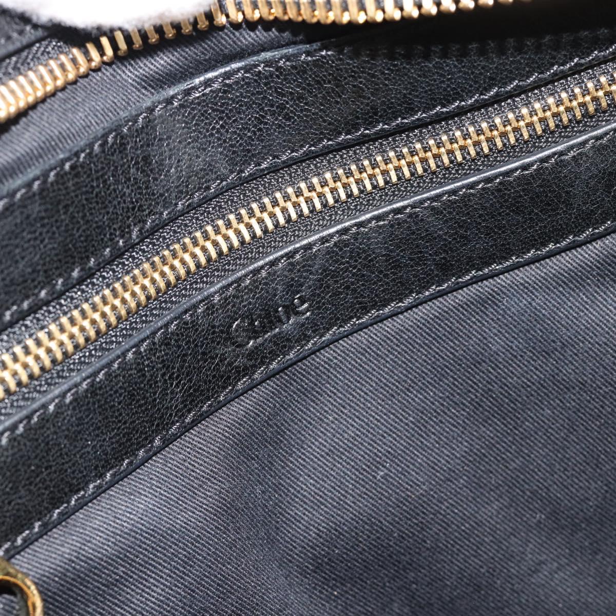 Chloe Etel Hand Bag Leather Black Gold Auth 183634