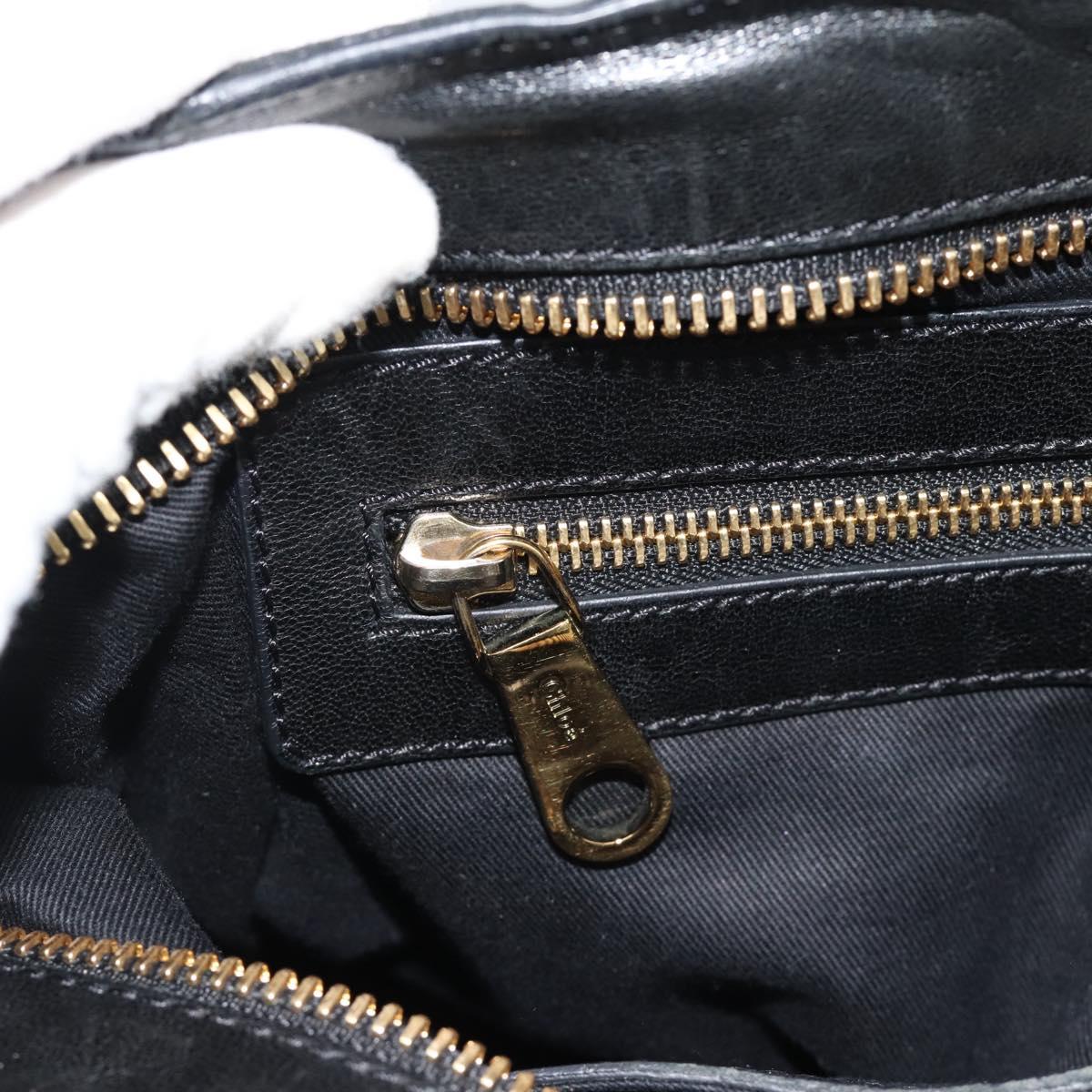 Chloe Etel Hand Bag Leather Black Gold Auth 183634