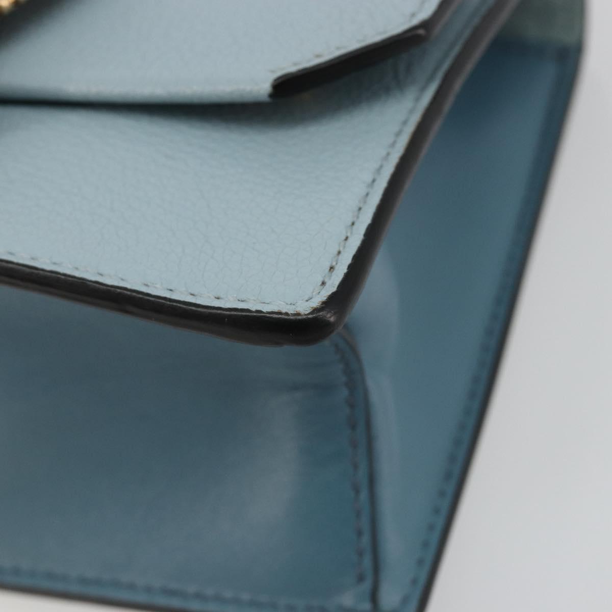 Miu Miu Shoulder Bag Leather Light Blue Gold Auth 183635M