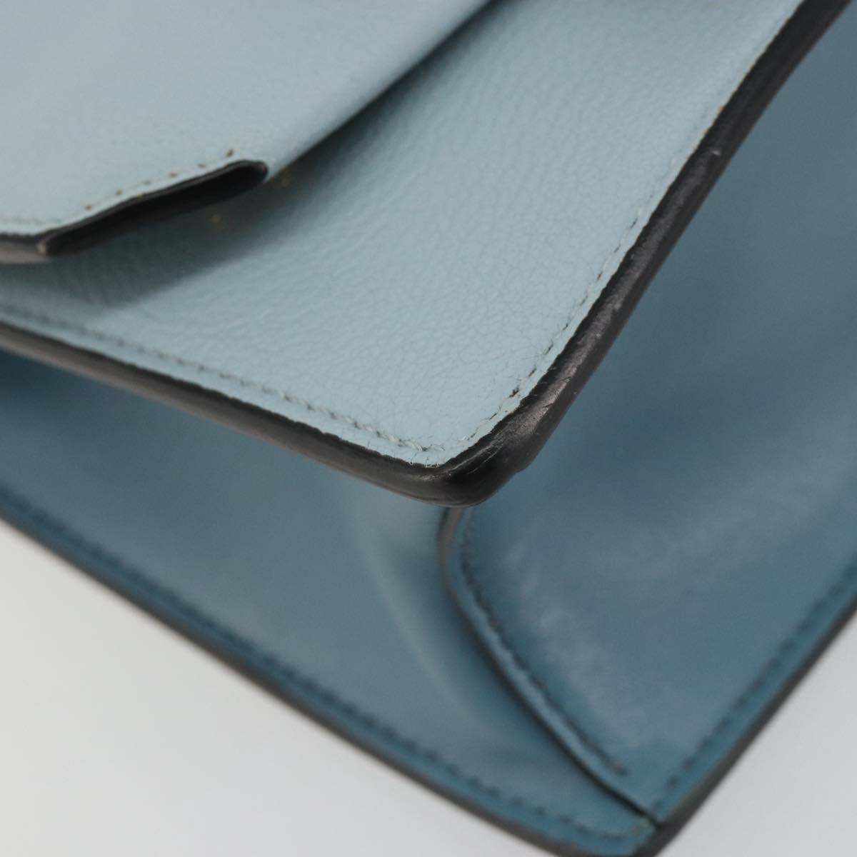 Miu Miu Shoulder Bag Leather Light Blue Gold Auth 183635M