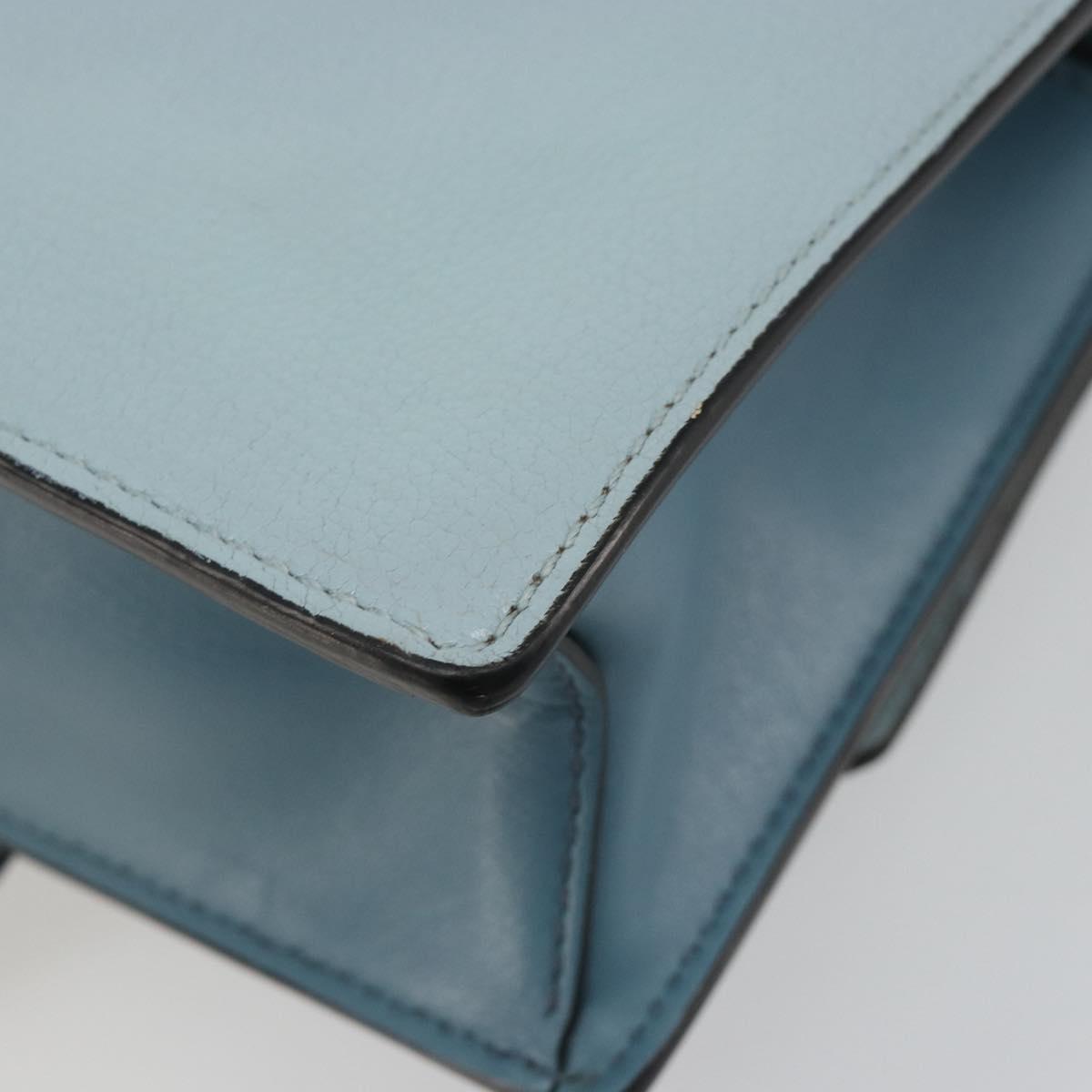 Miu Miu Shoulder Bag Leather Light Blue Gold Auth 183635M