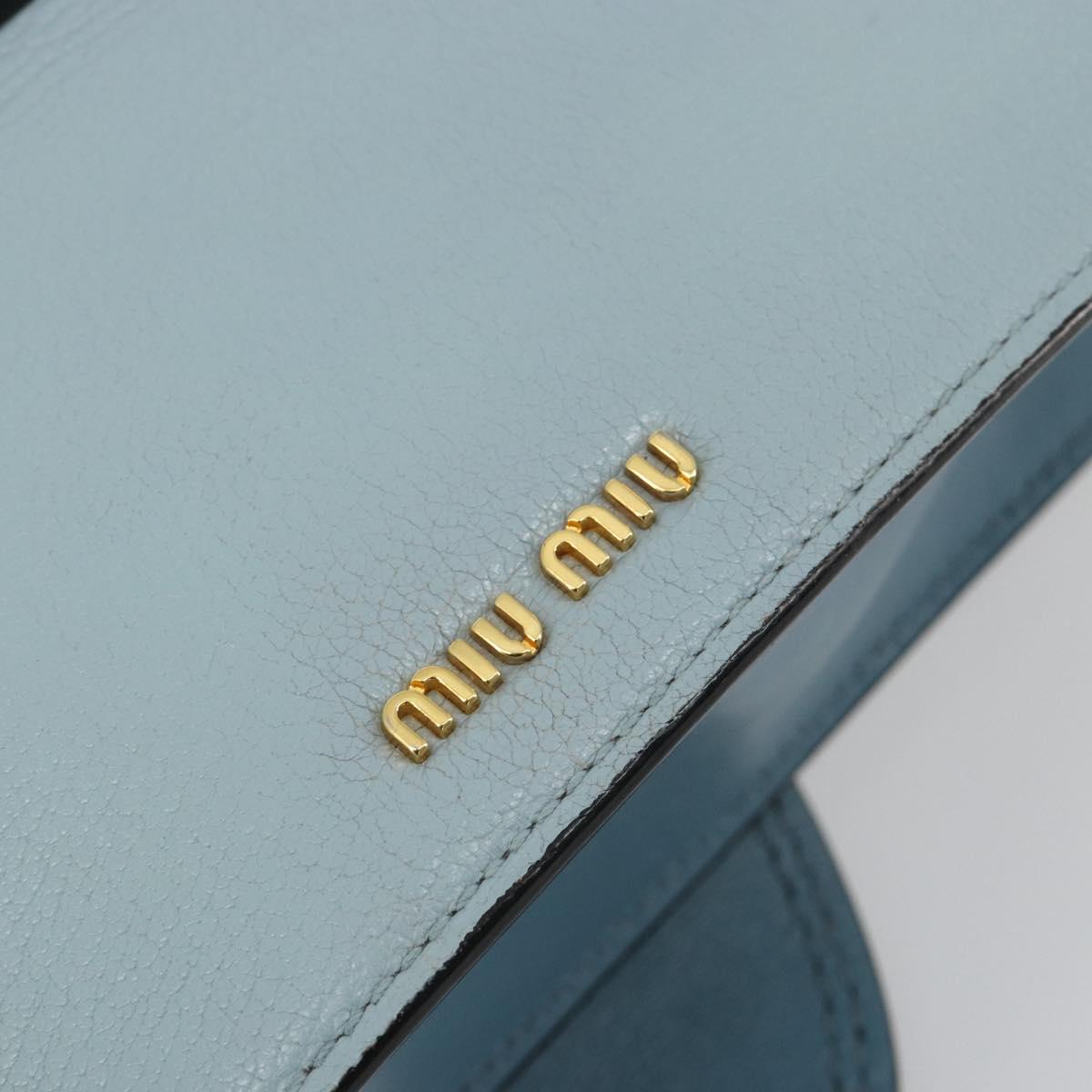 Miu Miu Shoulder Bag Leather Light Blue Gold Auth 183635M