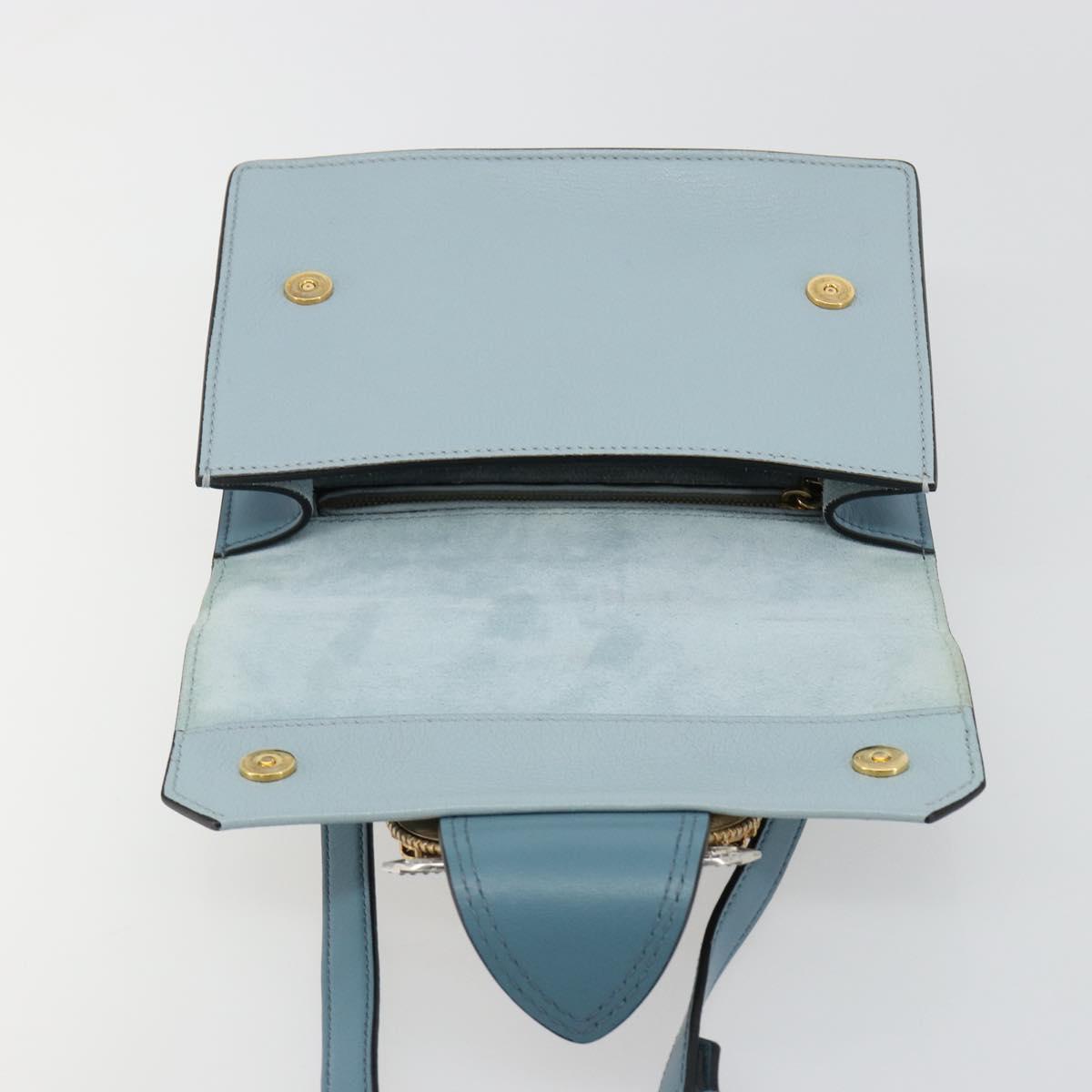 Miu Miu Shoulder Bag Leather Light Blue Gold Auth 183635M
