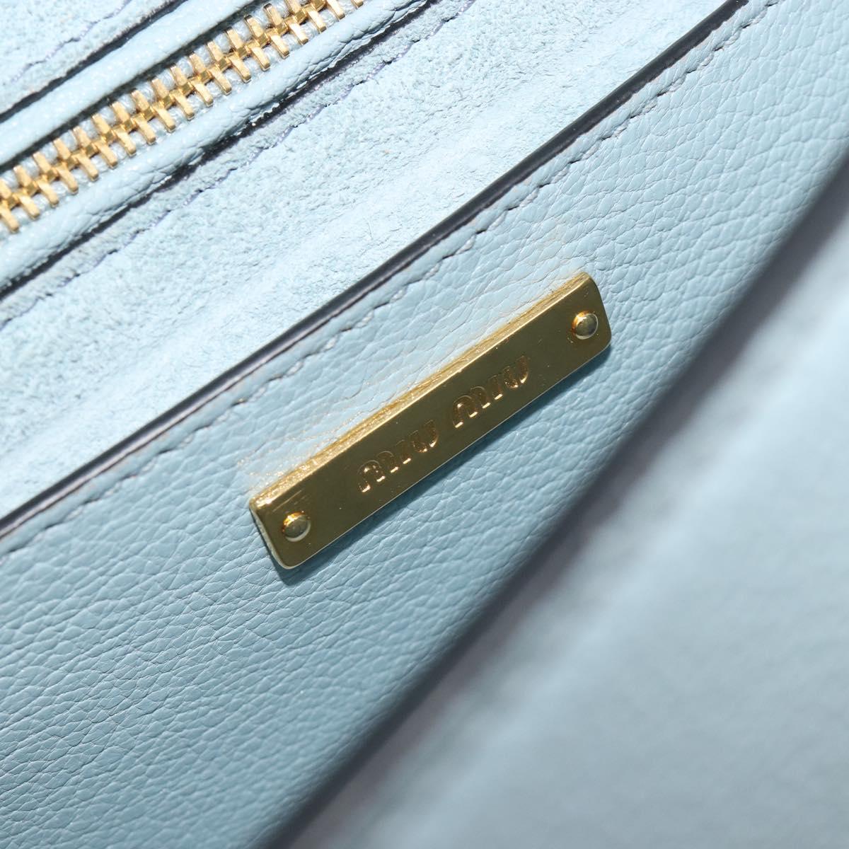 Miu Miu Shoulder Bag Leather Light Blue Gold Auth 183635M